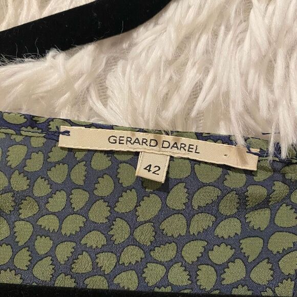 Gerard Darel Silk Short Sleeve Blouse in Green Blue Size 42 - Picture 6 of 9